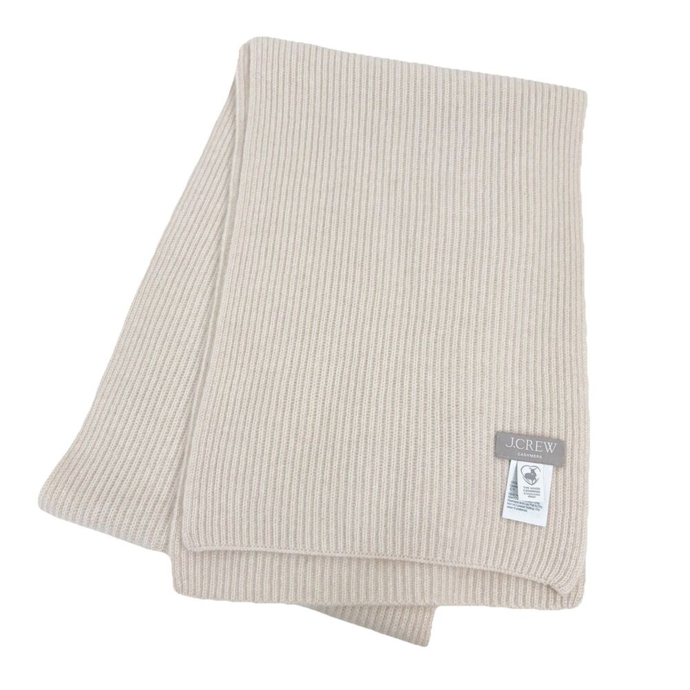 J Crew Luxury Knit 100% Cashmere Scarf Light Beige BM741 $178 - Picture 8 of 8